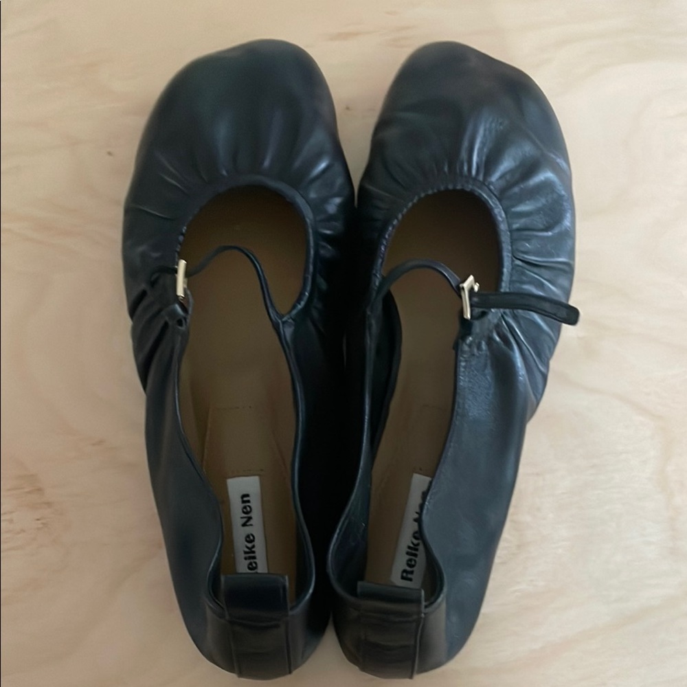 Reike Nen Black Leather Ballet Flats